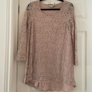 Pink lace mini dress